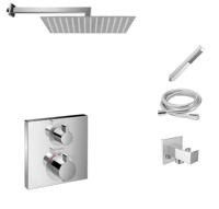 Hansgrohe Ecostat Square inbouw douchekraan met Mueller Cube 30cm douchekop en wandarm regendouche chroom