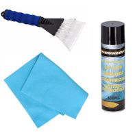 Autoramen IJskrabber soft grip 25 cm met ruitenontdooi spray en anti-condens doek - thumbnail