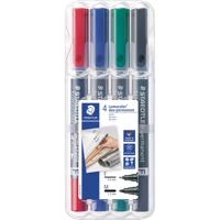 Staedtler Lumocolor Duo 348, permanent marker, doos van 4 stuks in geassorteerde kleuren