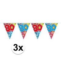 3x Mini vlaggenlijn / slinger verjaardag versiering 80 jaar - thumbnail