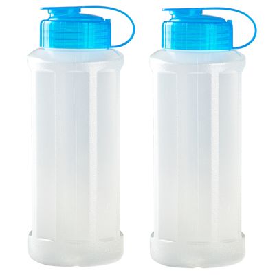 4x stuks kunststof waterflessen 1100 ml transparant met dop blauw