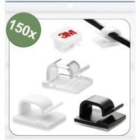 Quadrios 25CA752 Kabelclip Zelfklevend 25CA752 Bundel-Ø (bereik) 1 tot 7 mm Zwart, Wit, Transparant 150 stuk(s)