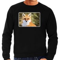 Dieren sweater / trui met vossen foto zwart voor heren