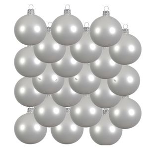 18x Glazen kerstballen glans winter wit 8 cm kerstboom versiering/decoratie   -