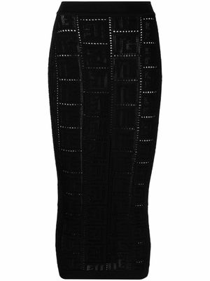 Balmain jupe à motif monogrammé - Noir Balmain jupe à motif monogrammé - Noir