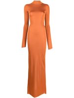 Saint Laurent robe longue en maille fine à col montant - Orange