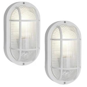 Buitenlamp - 2x - ovaal - bulleye lamp - wit - E27 - waterdicht IP54
