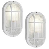 Buitenlamp - 2x - ovaal - bulleye lamp - wit - E27 - waterdicht IP54 Buitenlamp - 2x - ovaal - bulleye lamp - wit - E27 - waterdicht IP54
