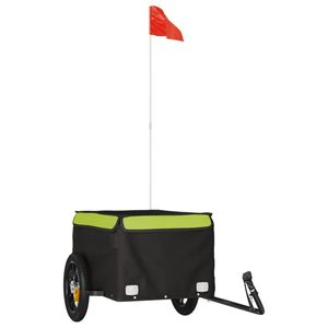 vidaXL Fietstrailer 30 kg ijzer zwart en groen