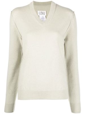 Maison Margiela pull en cachemire à col v - Vert
