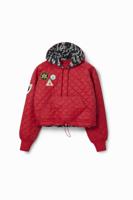 Gewatteerd sweatshirt met patches - RED - M - thumbnail