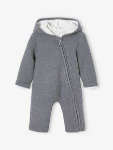 Gevoerde gebreide baby jumpsuit gemêleerd grijs