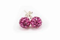 Karma Oorbellen Crystal Ball Fuchsia Zilver | 4 mm