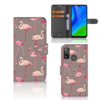 Huawei P Smart 2020 | Telefoonhoesje | Met pasjeshouder | Flamingo