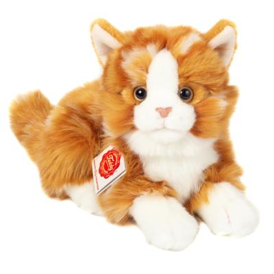 Knuffeldier kat/poes - zachte pluche stof - premium kwaliteit knuffels - rood/oranje - 30 cm