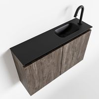Toiletmeubel Mondiaz Ture | 80 cm | Meubelkleur Dark brown | Eden wastafel Urban Rechts | 1 kraangat