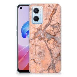 OPPO A96 | OPPO A76 TPU Siliconen Hoesje Marmer Oranje