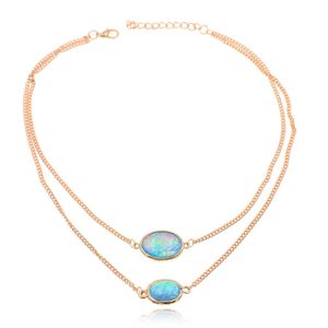 Gelaagde goudkleurige verstelbare Boho stijl ketting met blauwe stenen