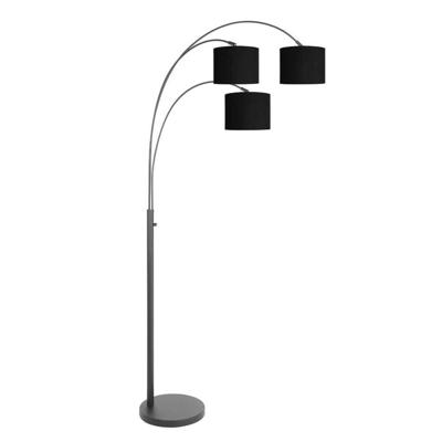 Steinhauer VloerlampSparkled light met zwarte kappen - 3977ZW