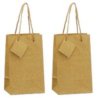 Set van 4x stuks luxe gouden papieren giftbags/tasjes met glitters 12.5 x 20 cm