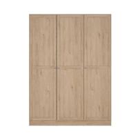 Leen Bakker - Kledingkast Lynn 3-deurs - Eikenkleur - 200x147x62 Cm - Spaanplaat - Bruin