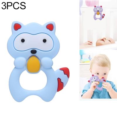 3 PC'S baby wasbeer tand gel Molar stick siliconen baby bijt Toy hand rammelaar speelgoed (blauw)