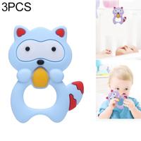 3 PC'S baby wasbeer tand gel Molar stick siliconen baby bijt Toy hand rammelaar speelgoed (blauw)