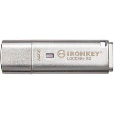 Kingston Technology IronKey Locker+ 50 USB flash drive 64 GB USB Type-A 3.2 Gen 1 (3.1 Gen 1) Zilver