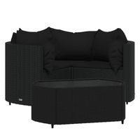 vidaXL 4-delige Loungeset met kussens poly rattan zwart - thumbnail