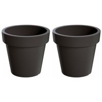 Set van 2x stuks grote antraciet kunststof bloempotten/plantenpotten 60 cm