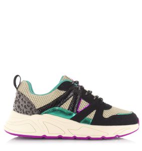 POELMAN PS Poelman Sneaker Black/Green Zwart Mesh Lage sneakers Dames