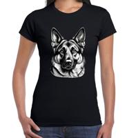 Cadeau/verkleed T-shirt dames - zwart - Herdershond - hondenliefhebber Cadeau/verkleed T-shirt dames - zwart - Herdershond - hondenliefhebber