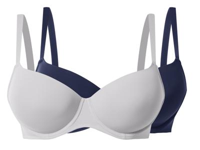 esmara Set van 2 BH's - Plus size (Donkerblauw/grijs, 90E)