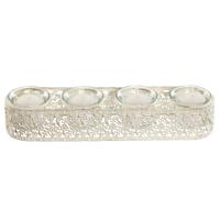 Kaarshouder Home ESPRIT Crème Metaal Kristal 31 x 7 x 5 cm