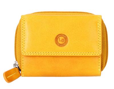Leather Design Mini Wallet Portemonnee RFID Geel