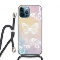 White butterfly: iPhone 13 Pro Max Transparant Hoesje met koord