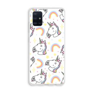 Rainbow Unicorn: Galaxy A51 4G Transparant Hoesje