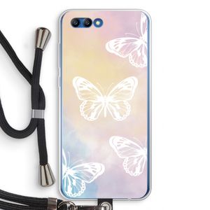 White butterfly: Honor 10 Transparant Hoesje met koord