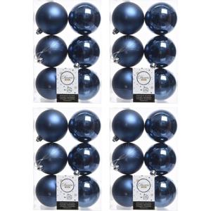 Decoris Kerstballen - 24x st - donkerblauw - D8 cm - kunststof - kerstversiering