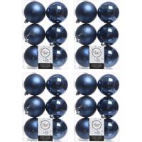 Decoris Kerstballen - 24x st - donkerblauw - D8 cm - kunststof - kerstversiering