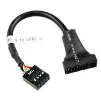 USB 2.0 9Pin Moederbord vrouwtje naar USB 3.0 19Pin aansluiting mannetje Adapter kabel Lengte: 15cm (zwart)