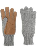 Brunello Cucinelli gants en cachemire à bords en cuir - Gris