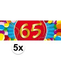 5x 65 Jaar leeftijd stickers verjaardag versiering   -