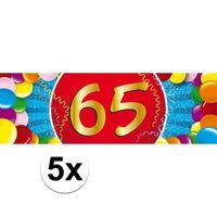 5x 65 Jaar leeftijd stickers verjaardag versiering   - - thumbnail