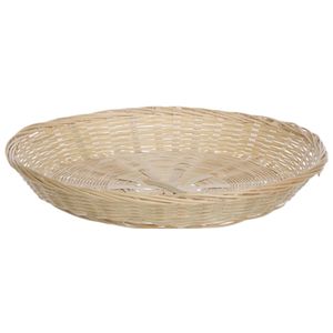 Fruitmand/fruitschaal laag model - bamboe hout - D30 cm - mandje rotan/riet