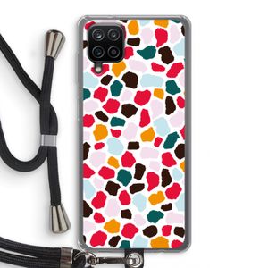 Colored Giraffe: Samsung Galaxy A12 Transparant Hoesje met koord