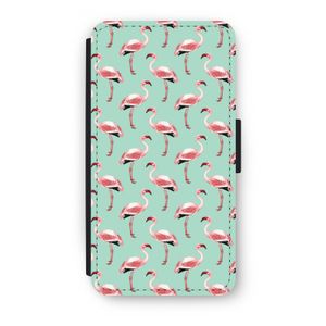 Flamingoprint groen: iPhone XS Flip Hoesje