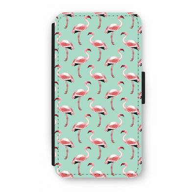 Flamingoprint groen: iPhone XS Flip Hoesje
