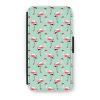 Flamingoprint groen: iPhone XS Flip Hoesje