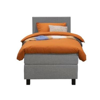 Boxspring Liv egaal - lichtgrijs - 90x200 cm - vierkante poot - Leen Bakker